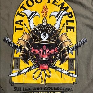 Sullen Art Collective Tattoo Temple Skull Graphic Tee XL Green Streetwear